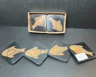 Handcrafted Fish Design Glass Coasters second image