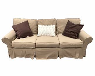 Pottery Barn Tan Slipcovered Sofa