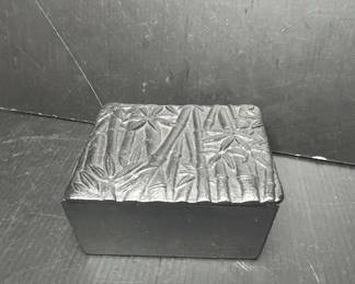 Vintage Cast Iron Bamboo Motif Trinket Box