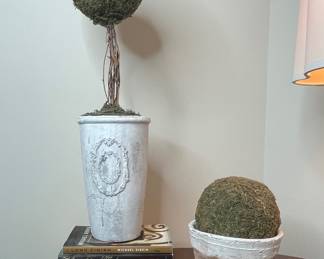 Moss Ball Topiary in Distressed Planters