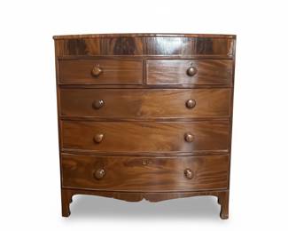 Antique English Mahogany Bow Front Chest of Drawers