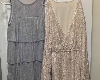 Zara Sequin Wrap Dress and Tiered Glitter Dress