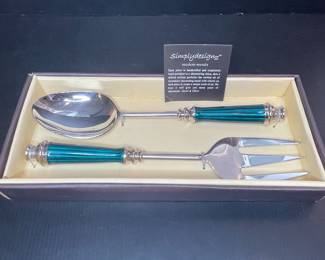 Simplydesignz Meenakari Salad Servers Teal