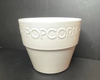 Crate  Barrel White Ceramic Popcorn Bowl