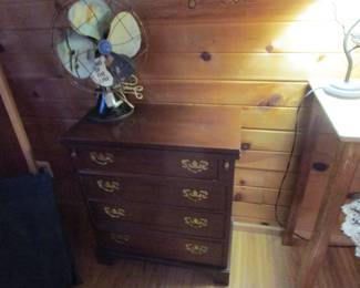 Vintage dresser, antique fan with artist embellishments