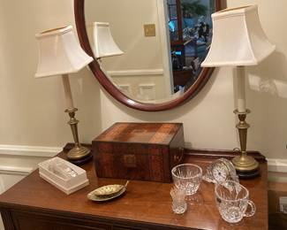 Server Real Brass Candle Stick Lamps. Antique Tea Caddy