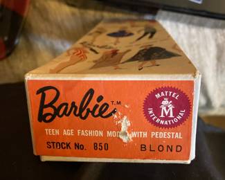 Original Blonde Pony Tail doll box and stand