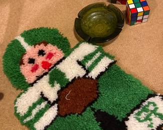 Vintage Rubik’s cubes Hooked Rug Football player