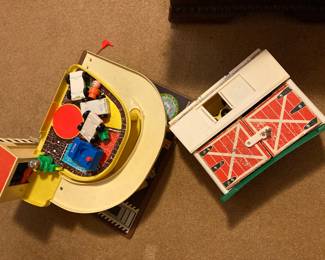 Original Fisher Price Gsrage and Barn set with animals Farmer and Wife