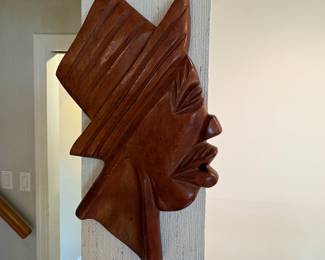 Vintage Red Oak Carved Wall Hanging
