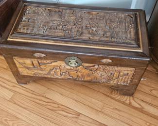 Chinese camphor carved chest