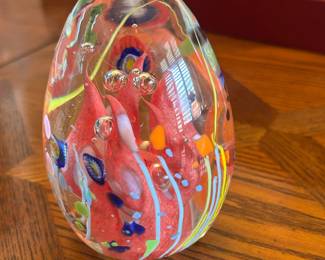 Glass egg paperweight 