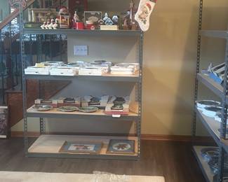 Several sets of garage/basement shelving