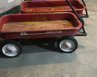 Matching vintage radio flyer wagons