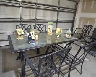 Glass top patio dining set