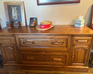 Larger oak desk credenza 