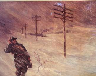 Several lineman pieces of art 