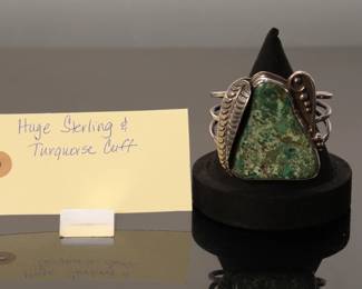 Massive sterling silver and turquoise cuff
