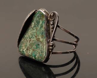 Massive sterling silver and turquoise cuff