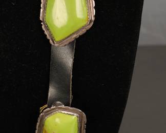 Stunning John Renner Sterling and like green turquoise Concho  belt. 