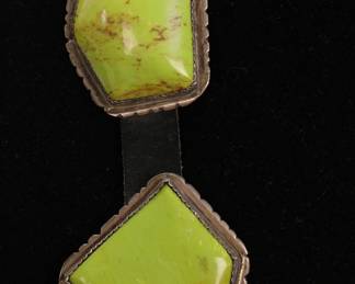 Stunning John Renner Sterling and like green turquoise Concho  belt. 