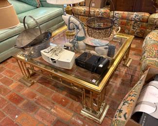 Vintage Glass Coffee Table, Bose Wave Radio, Vintage Metal Baskets, Hand Carved Wood Horse, Sharper Image Sound Soother