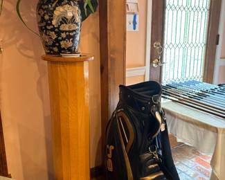 Henry Griffitts Golf Club Bag, Hand Painted Porcelain Ginger Jar, Wood Column