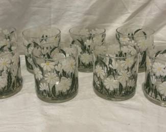 Vintage Floral Daisy Glass Tumblers