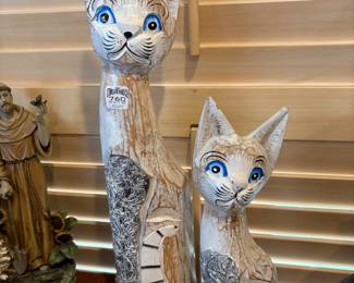 Carved Wood Cats