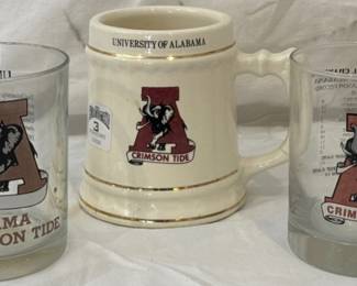 Vintage University of Alabama Glasses & Coffee Mug