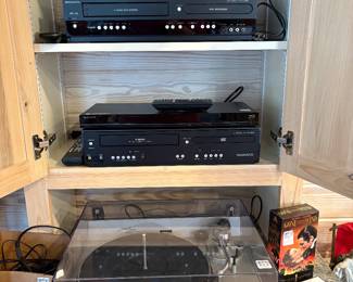 Sony Blue-Ray DVD Player, Magnavox DVD/VCR, Vintage Technics Record Player