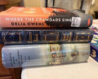 Books. Where The Crawdads Sing, Treasure Island, and The Innocents Abroad or The New Pilgrims Progress