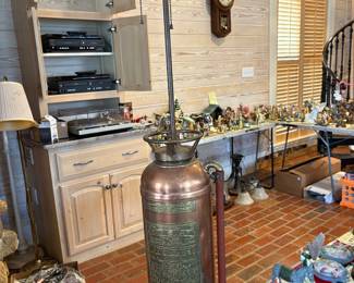 Vintage Red Star Copper Fire Extinguisher Lamp
