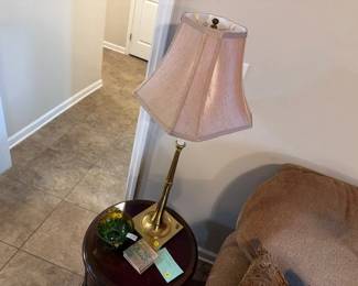 LAMP, YELLOW GREEN GLASS CANDY DISH, COASTERS