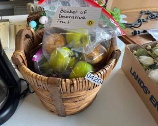 BASKET OF DECORATIVE FRUIT