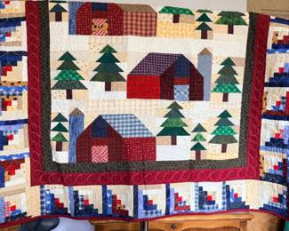 128 CountryBarnsHandmadeThrowQuilt