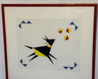 121 AbstractOrigamiStyleDogArtSignedbyMKLewis