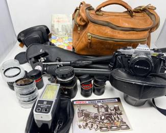 29 PentaxSuperProgram35mmCameraLeatherBagTripodFilters