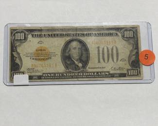 1928 $100 GOLD CERTIFICATE