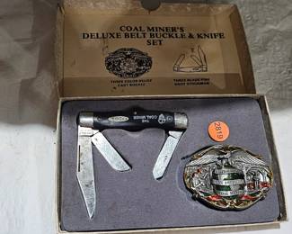 KNIFE / BELT BUCKLE COAL MINERS DELUXE