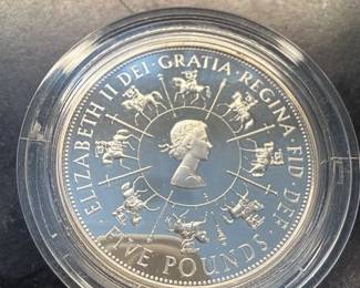 1993 5 Pounds Elizabeth II 40th Coronation Jubilee Silver Proof