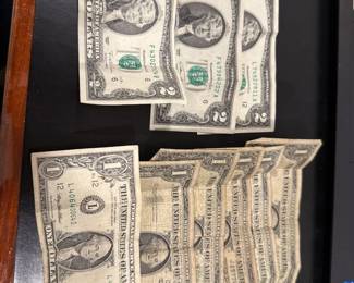 Five 1USD Silver Certificates Three 2USD Bills 1USD Bill