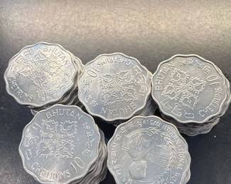 1975 Bhutan 10 Chetrums 50 Coins