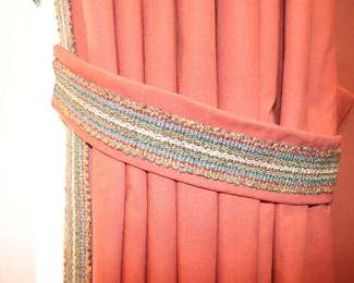 Burnt Red Long Lined Custome Linen Curtains 2 Panels & Cornice 136" x 65"