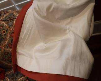 Burnt Red Long Lined Custome Linen Curtains 2 Panels & Cornice 136" x 65"