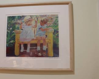 Victoria Brooks "bashful Buddies" Signed & Numbered Lithograph Framed 26" x 22"