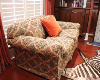 Custome Larry Levine Green Floral Loveseat 67"