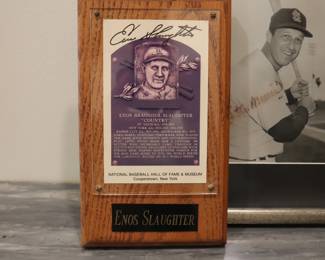 Enos Slaughter Signed St Louis Cardinals HOF Plaque Card