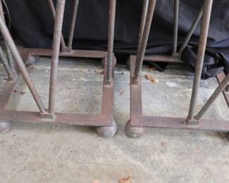 A Pair of Architectural V shaped display pedestal with Carera marble Tops 42" x 16"