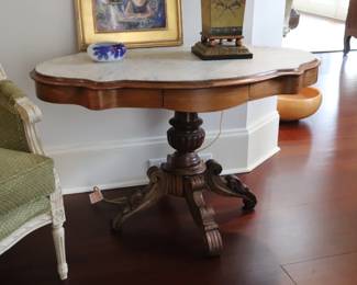 Victorian Marble Top Parlor Table 